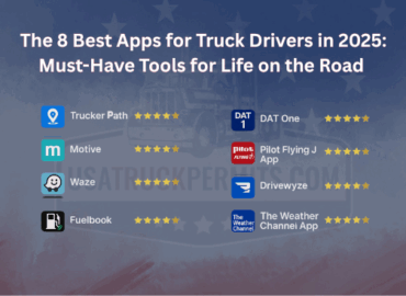 Truck driver using mobile app on the road in 2025