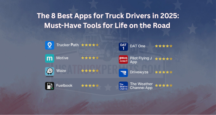 Truck driver using mobile app on the road in 2025
